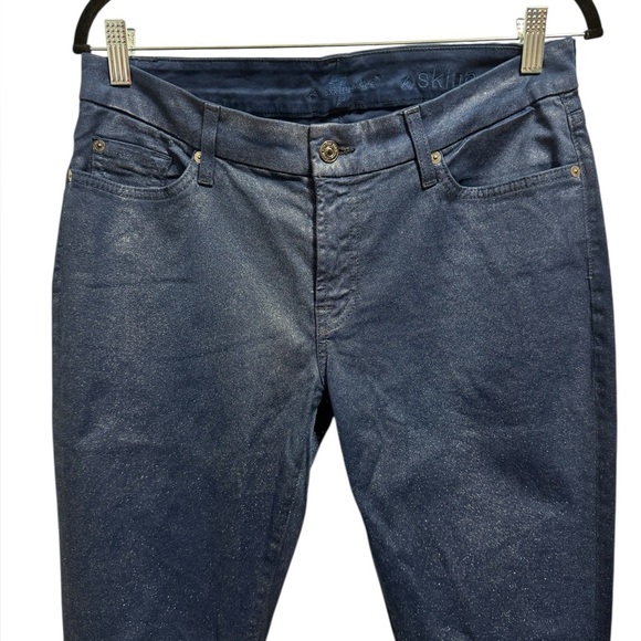 7 For All Mankind Wax Coated Skinny Jeans Blue - Picture 3 of 10